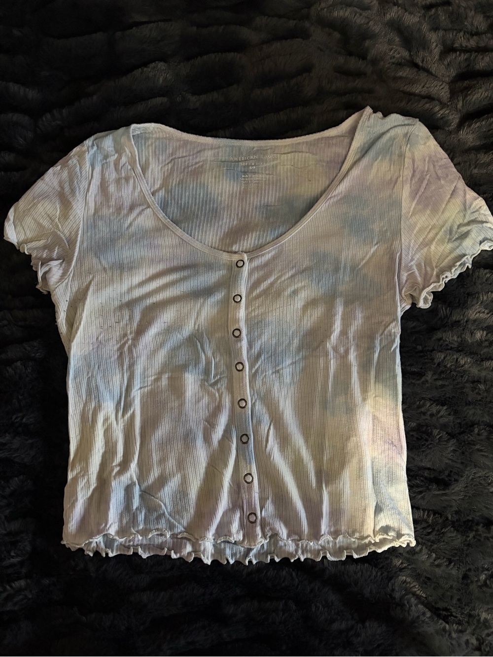 pastel button up crop top